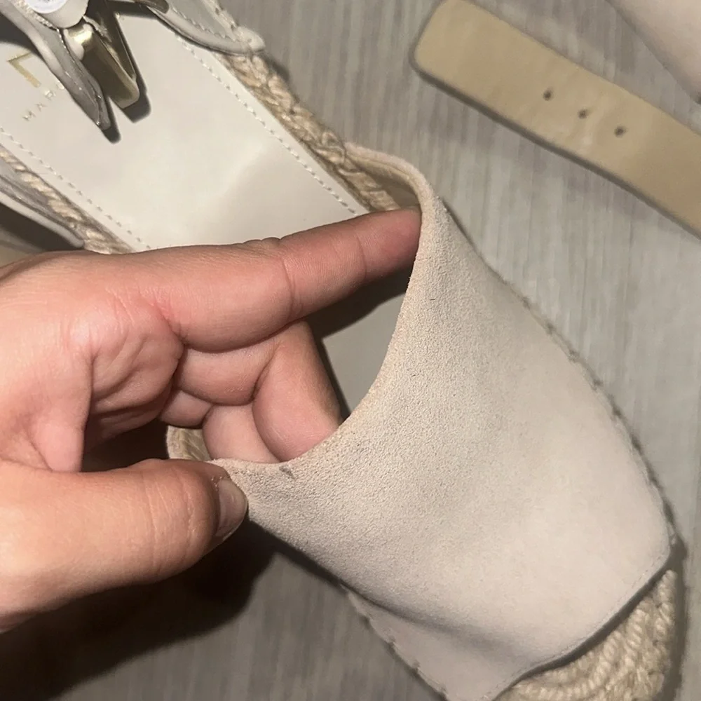 NWOB Marc Fisher Mladlyn women’s woven beige wedge‎ heels